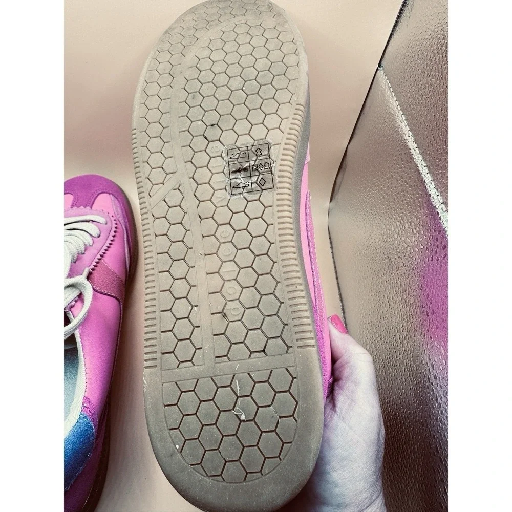 Dolce Vita Womens Pink Leather Suede Lace Up Retro Sneakers Gum Sole‎ Size 9